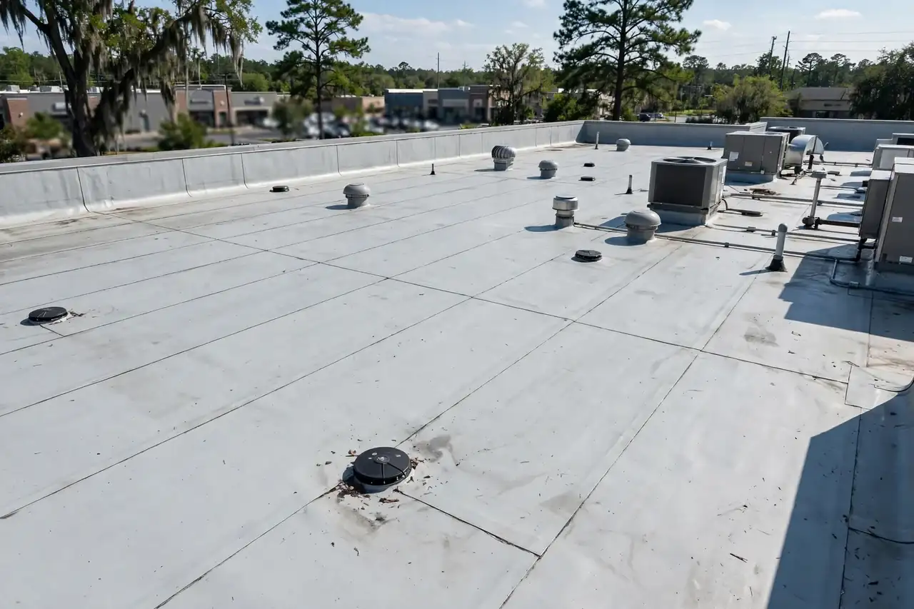 Commercial roofing on a residential roof